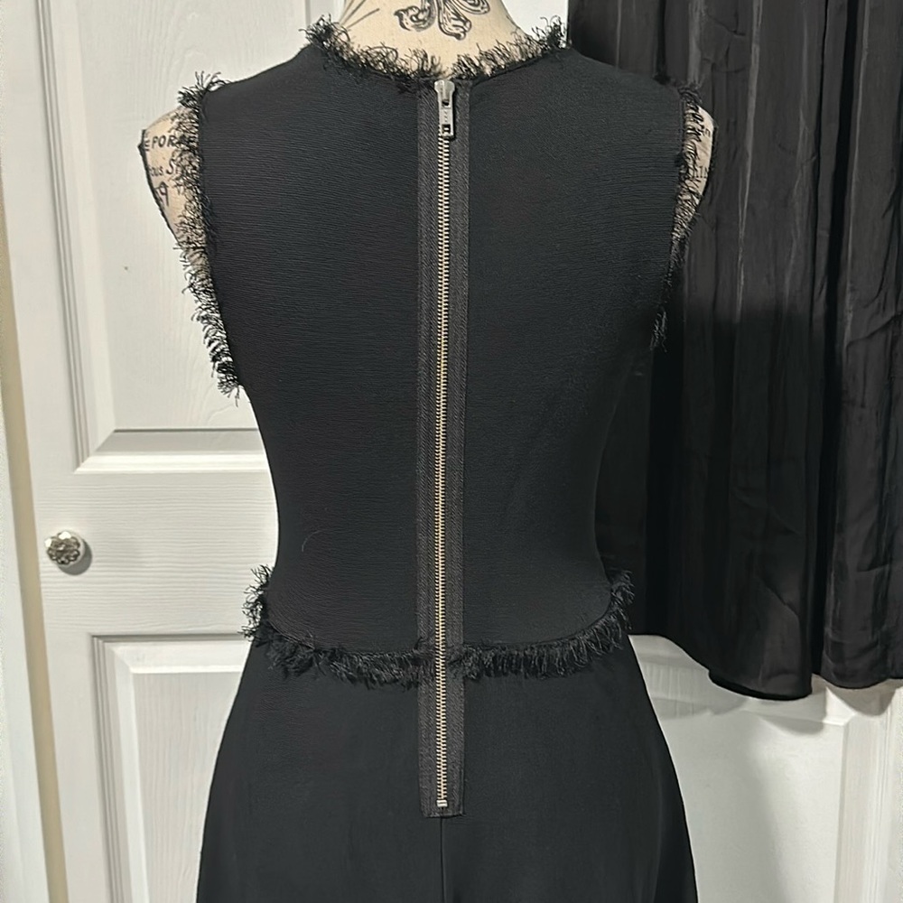 A.L.C Black A-LineFringe Trim Sleeveless Black Midi Dress - Picture 6 of 14